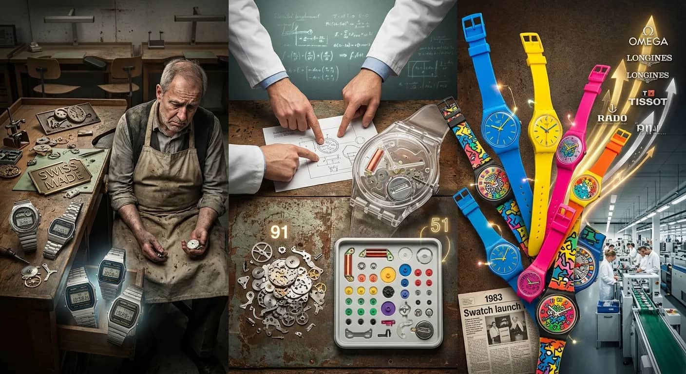 La historia del Swatch en tres actos: la crisis del relojero suizo, el diseño de 51 piezas y los Swatch de colores que salvaron a la industria en 1983