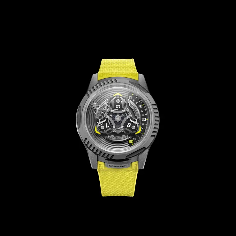 Ulysse Nardin × Urwerk UR-FREAK en titanio, nominado en Complicación. Foto © GPHG