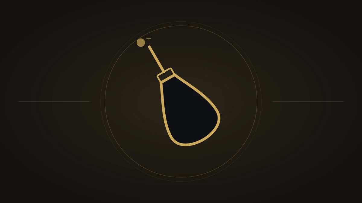 Ilustración vectorial dorada de una pera de aire sopladora de polvo sobre fondo carbón oscuro