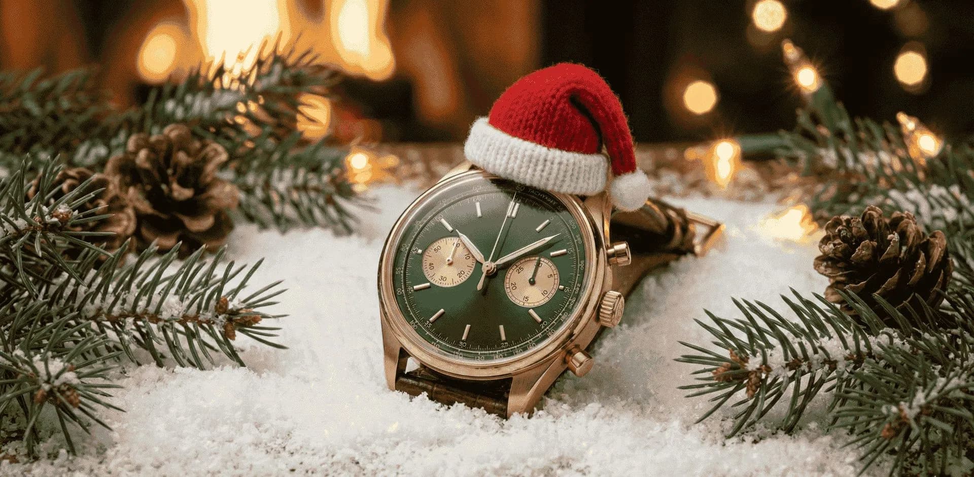 Relojes con espíritu navideño - esferas rojas y verdes para las fiestas decembrinas