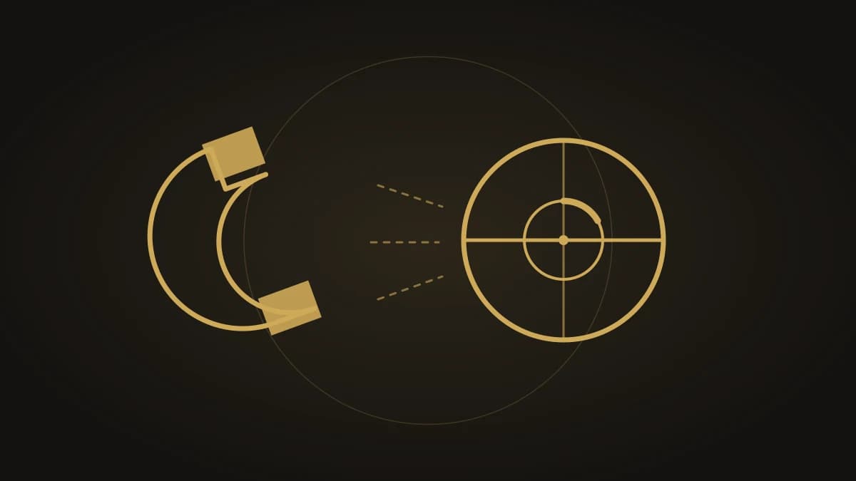 Ilustración vectorial dorada de un imán de herradura frente a un volante de reloj con su espiral, sobre fondo carbón