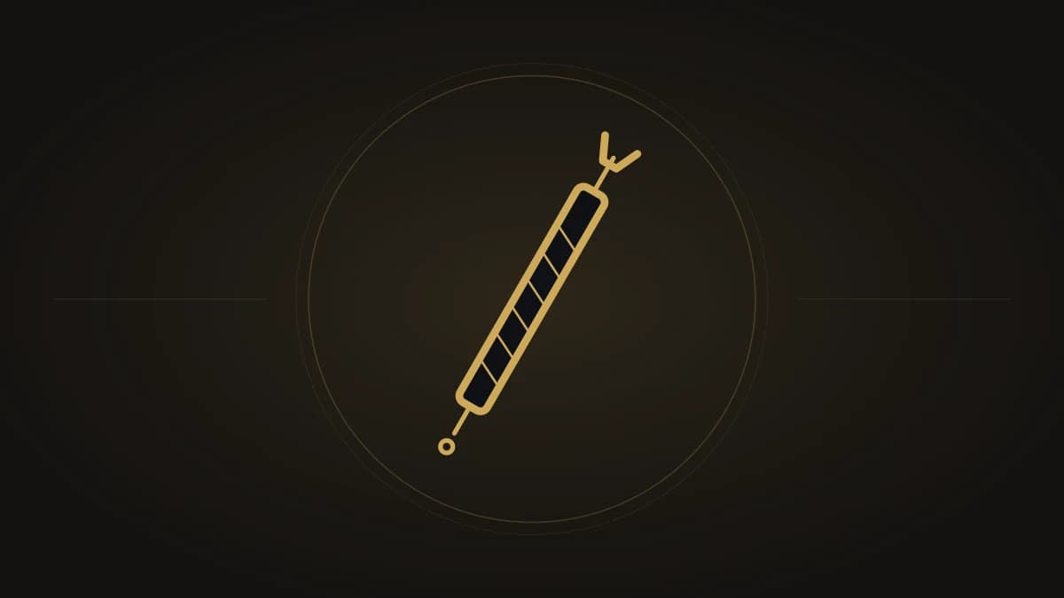 Ilustración vectorial dorada de una herramienta de pasadores (spring bar tool) sobre fondo carbón oscuro